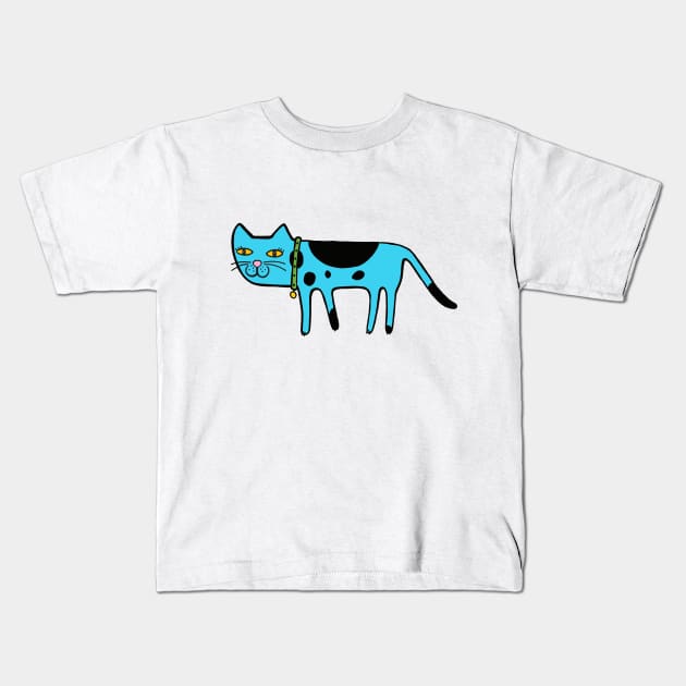 Cool Cat - Blue cat Kids T-Shirt by marina63